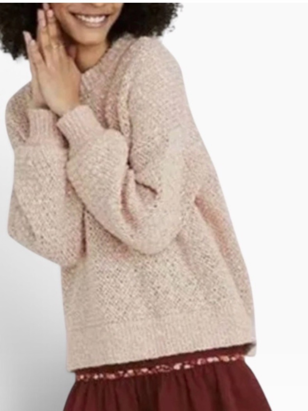 Madewell Baez Pullover Sweater Marled Blush Pink Alpaca Blend Size S Cleangirl